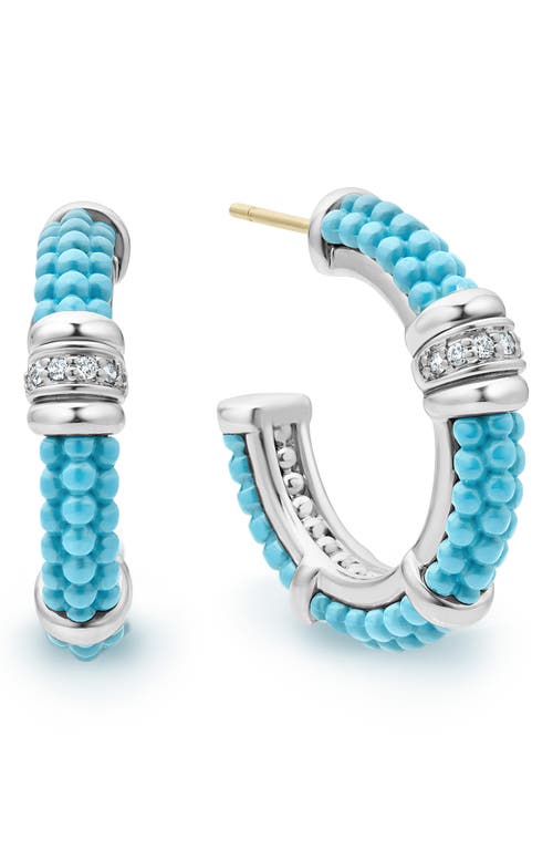 LAGOS LAGOS BLUE CAVIAR DIAMOND HOOP EARRINGS