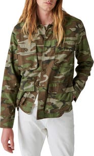 Lucky Brand Camo Slub Twill Button-Up Military Jacket
