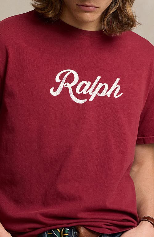 Shop Polo Ralph Lauren Uneven Logo Graphic T-shirt In Red Carpet