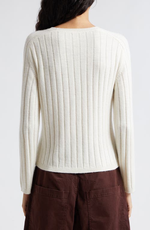 Shop Nili Lotan Alise Rib Cashmere & Silk Crewneck Sweater In Ivory