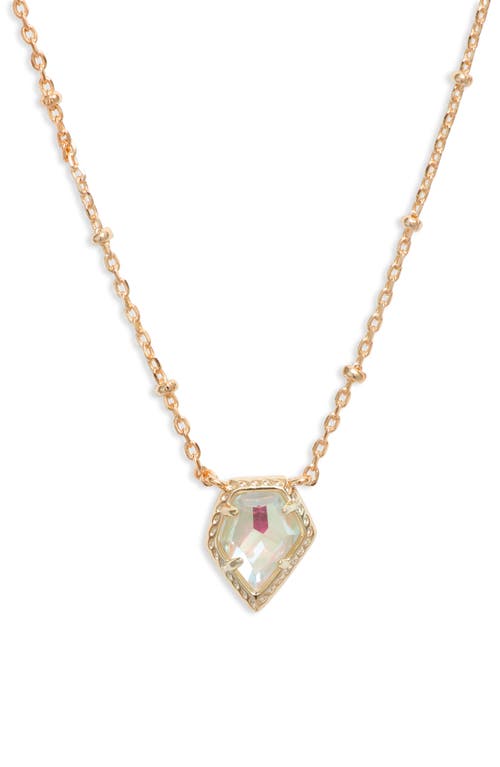 Shop Kendra Scott Tess Station Chain Pendant Necklace In Gold/dichroic Glass