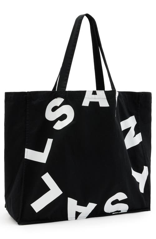 Allsaints Large Tierra Canvas Tote Bag In Black/white