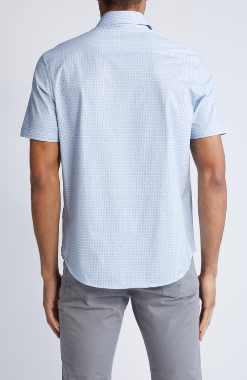 Shop Bugatchi Miles Ooohcotton® Geo Print Short Sleeve Button-up Shirt In Air Blue