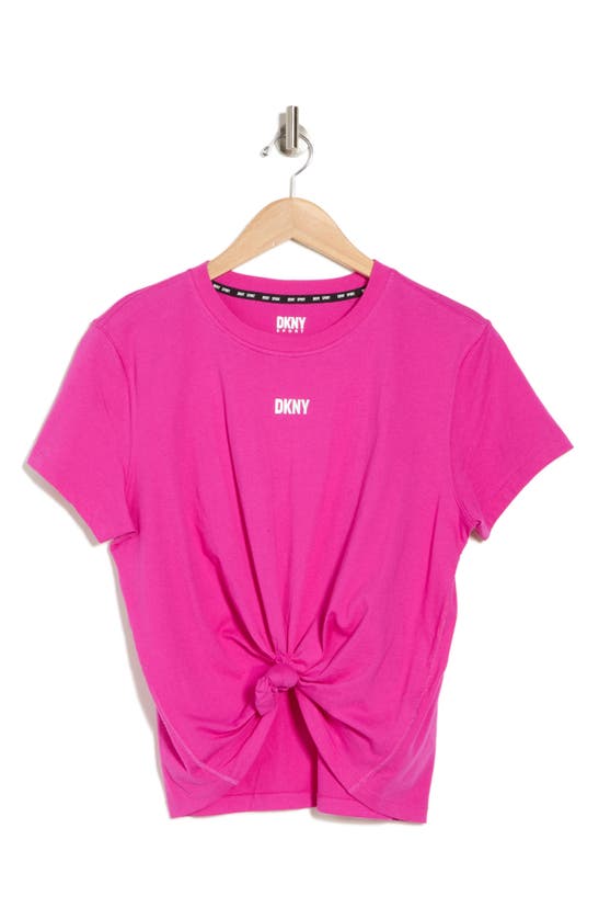 Shop Dkny Knot Front Cotton T-shirt In Orchid Glow