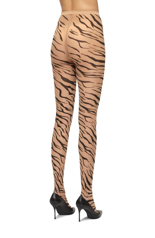 Shop Wolford Tiger Print Tights In Fairly Light/black