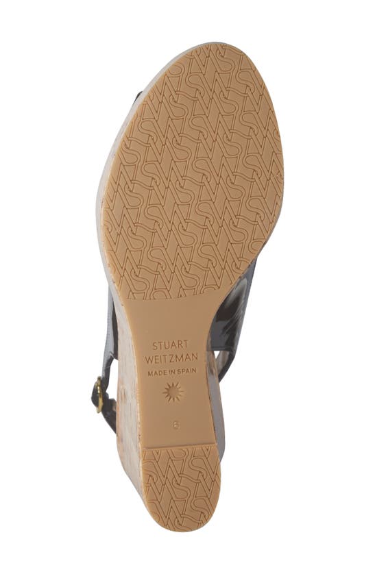 Shop Stuart Weitzman Riviera Slingback Platform Wedge Sandal In Black Patent