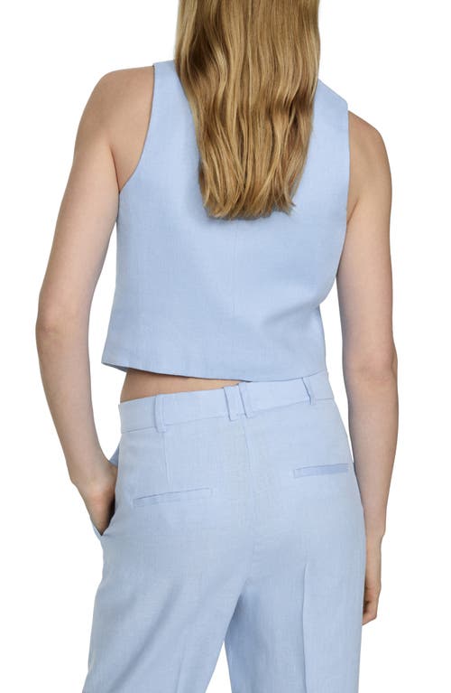 Shop Mango Linen Suit Vest In Sky Blue