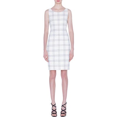 Akris Windowpane Double Face Crepe Sheath Dress, White