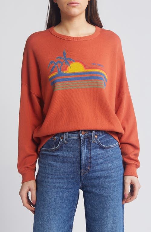 The Great . The Teammate Sunset Graphic Sweatshirt In Burnt Red