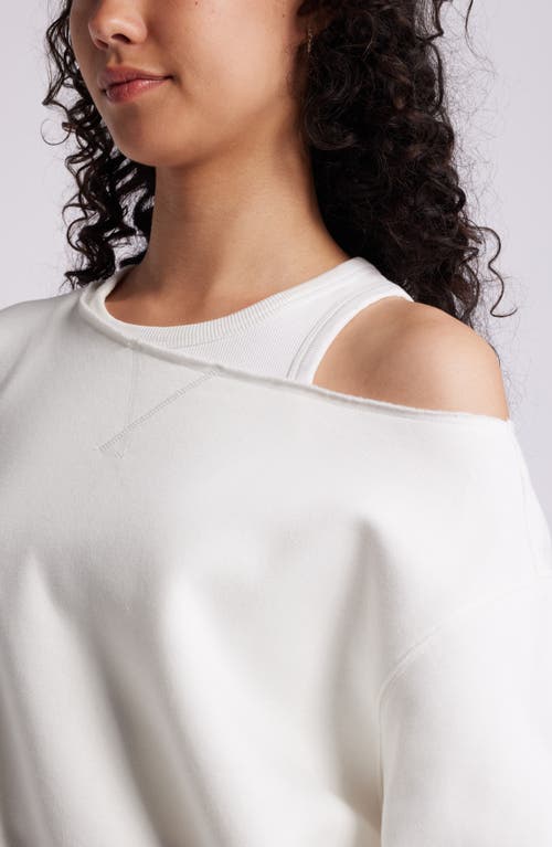 Shop Bp. Fleece Detail Off The Shoulder Sweatshirt In Ivory