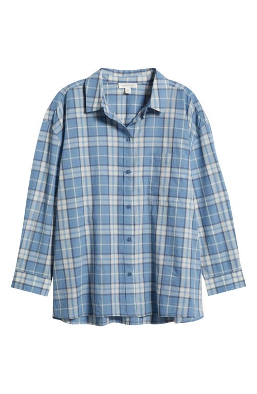 Shop Treasure & Bond Cotton Voile Button-up Shirt In Blue Stacy Plaid