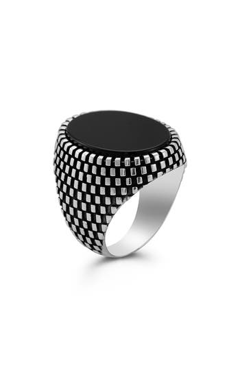 Yield Of Men Sterling Silver Onyx Signet Ring In Silver