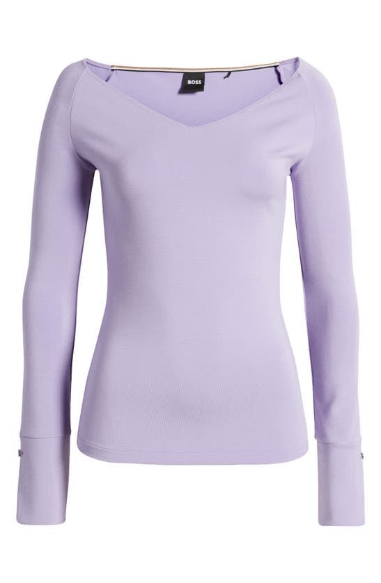 Shop Hugo Boss Boss Long Sleeve Knit Top In Iris