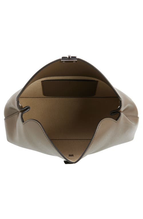Totême T-lock Palmellata Leather Clutch In Ash