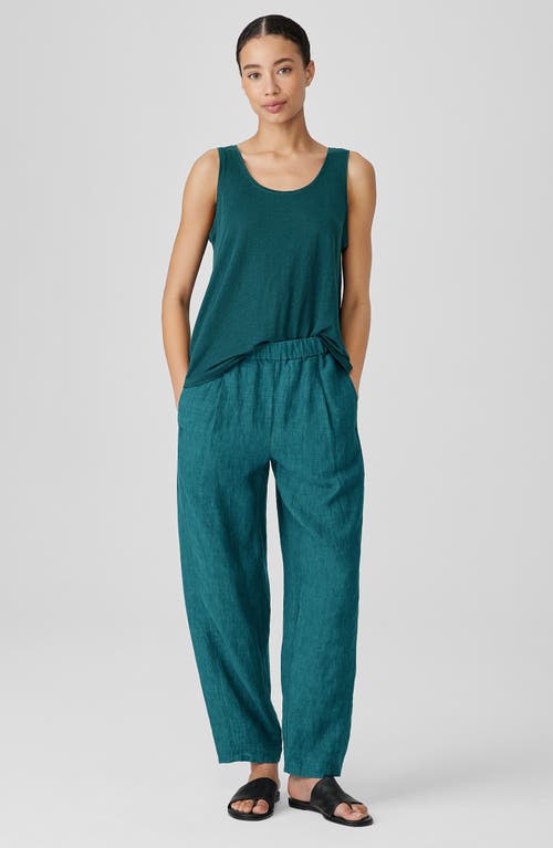 Eileen Fisher Pleated Cropped Organic Linen Lantern Pants In Aegean