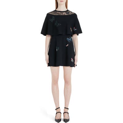 Valentino Embroidered Butterfly Lace Panel Minidress