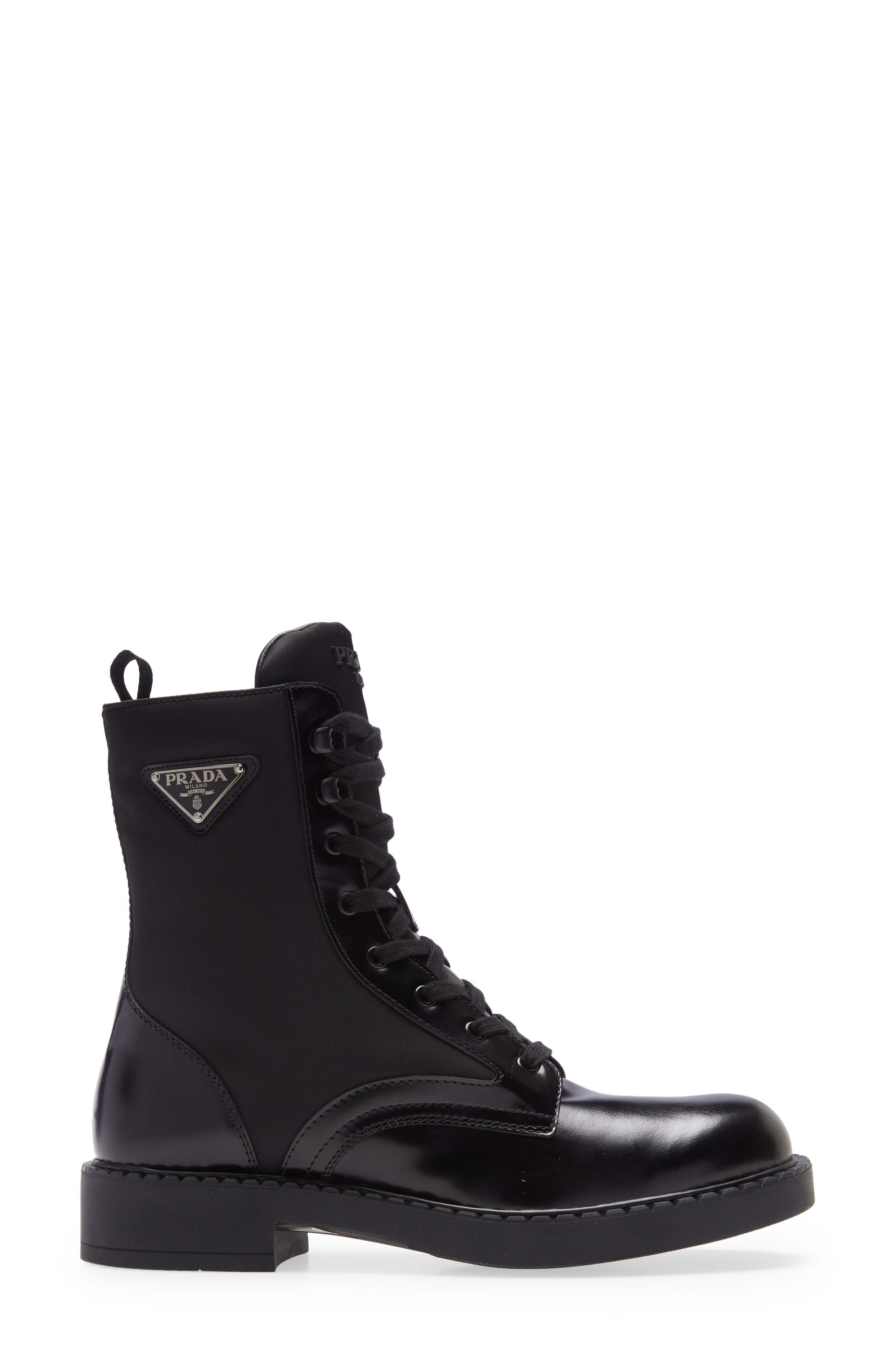 prada chocolate combat boot