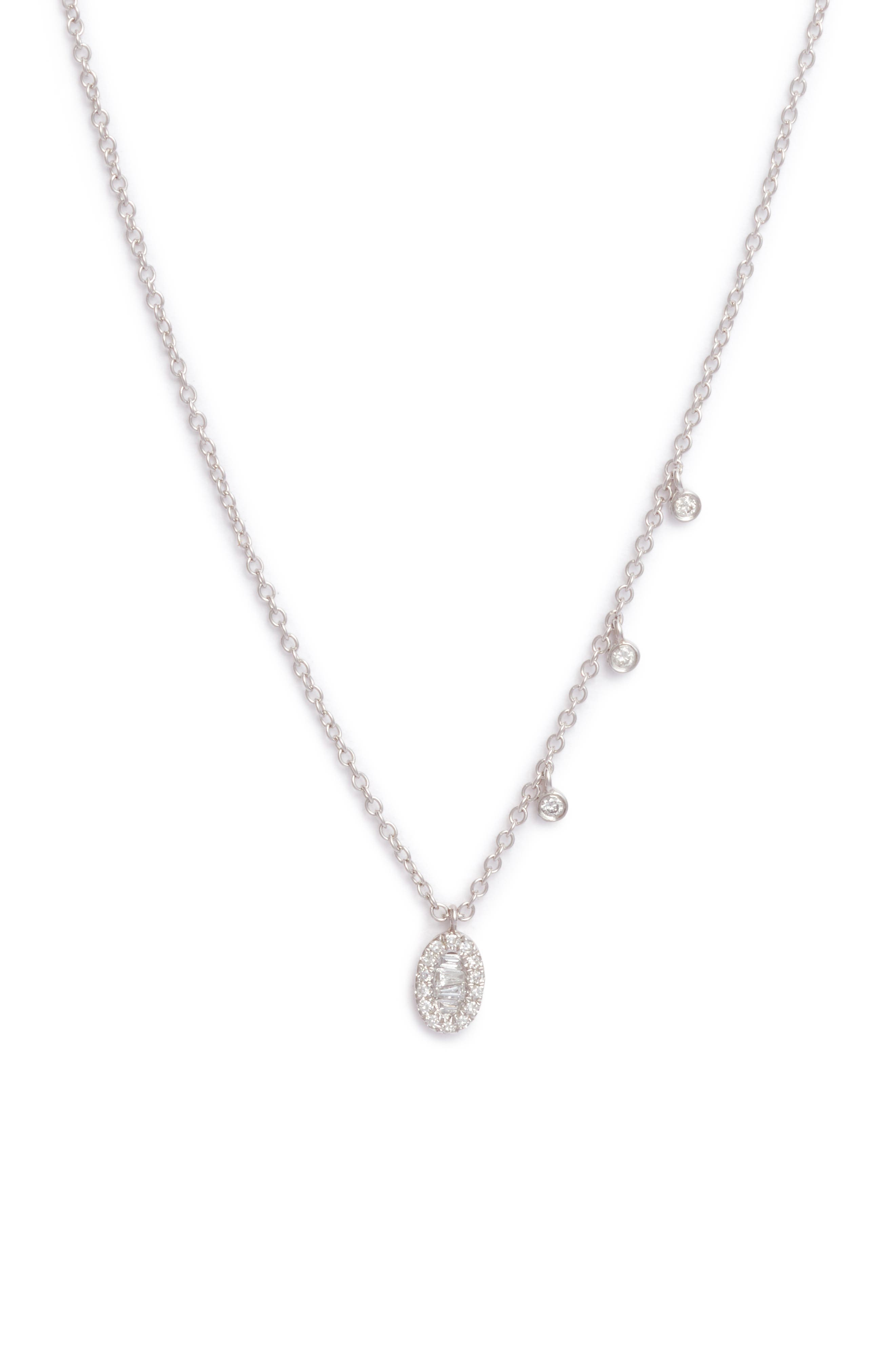 Meira T Diamond Charm Necklace in White at Nordstrom
