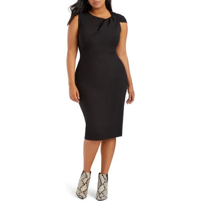 Plus Size Eloquii Shoulder Twist Ponte Knit Sheath Dress, Black