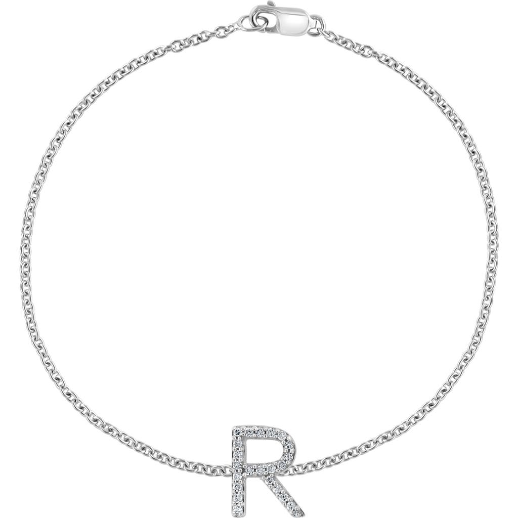 Shop Effy Sterling Silver Diamond Initial Bracelet In Silver/r
