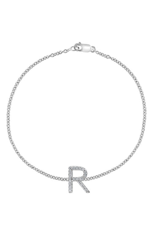 Shop Effy Sterling Silver Diamond Initial Bracelet In Silver/r