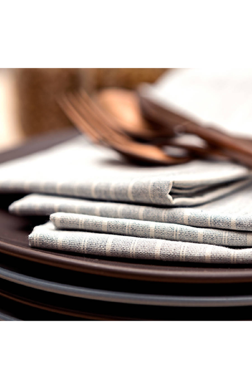 Meema Striped Cotton Napkin Set Of 4 In Grey