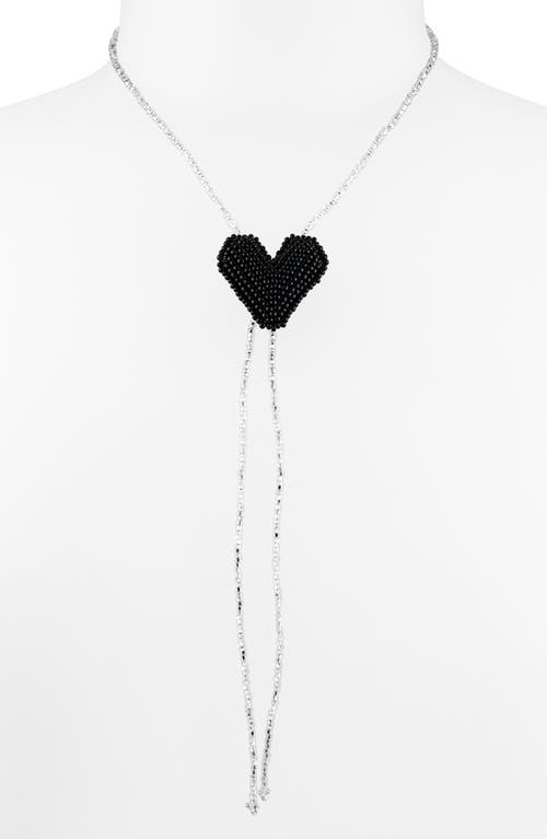 Pura Utz Beaded Heart Bolo Necklace In Metallic