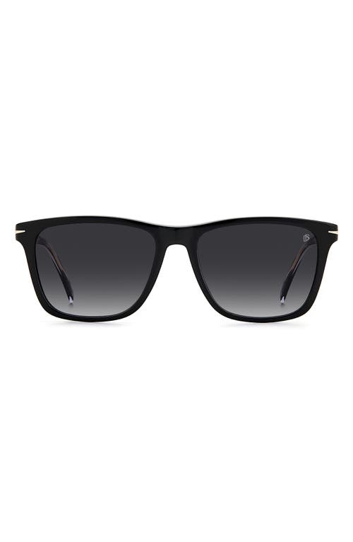 55mm Rectangular Sunglasses in Black /Grey Shaded