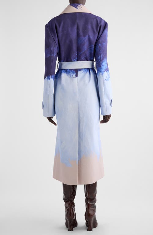 Shop Dries Van Noten Ronald Abstract Print Cotton Gabardine Coat In Blue