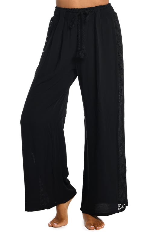 Coastal Crochet Wide Leg Cover-Up Pants in Black