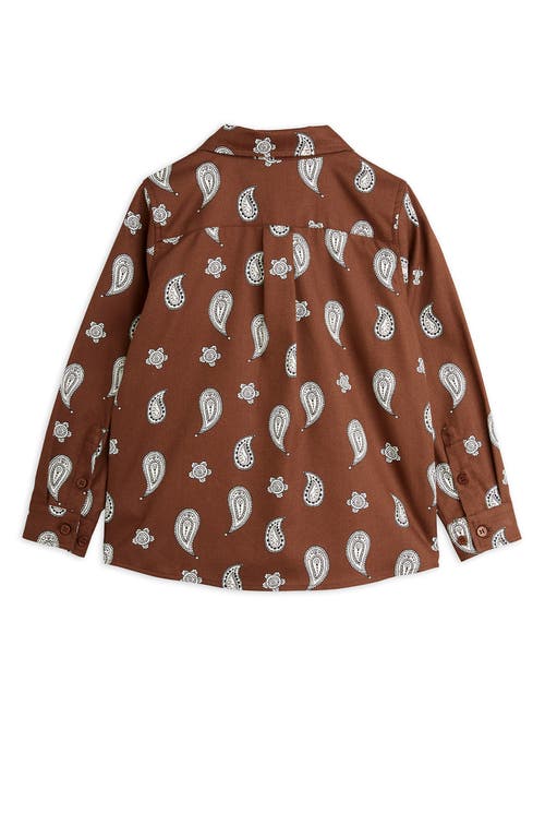 Shop Mini Rodini Kids' Paisley Print Organic Cotton Button-up Shirt In Brown