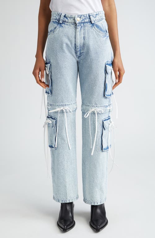 Gender Inclusive Mabel Bow Detail Convertible Cargo Jeans in Vintage Wash
