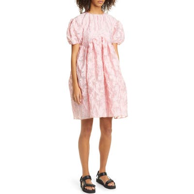Cecilie Bahnsen Thelma Floral Fil Coupe Organza Babydoll Dress, US / 12 UK - Pink