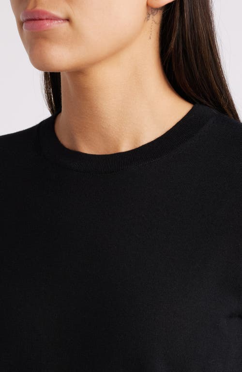 Shop Theory Regal Short Sleeve Wool Sweater In Black