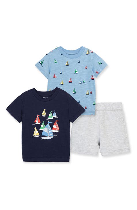 2 Piece Boys Sailboat Shirt & Shorts