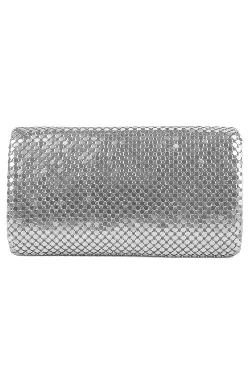 Jessica Mcclintock Mesh Clutch In Silver/silver