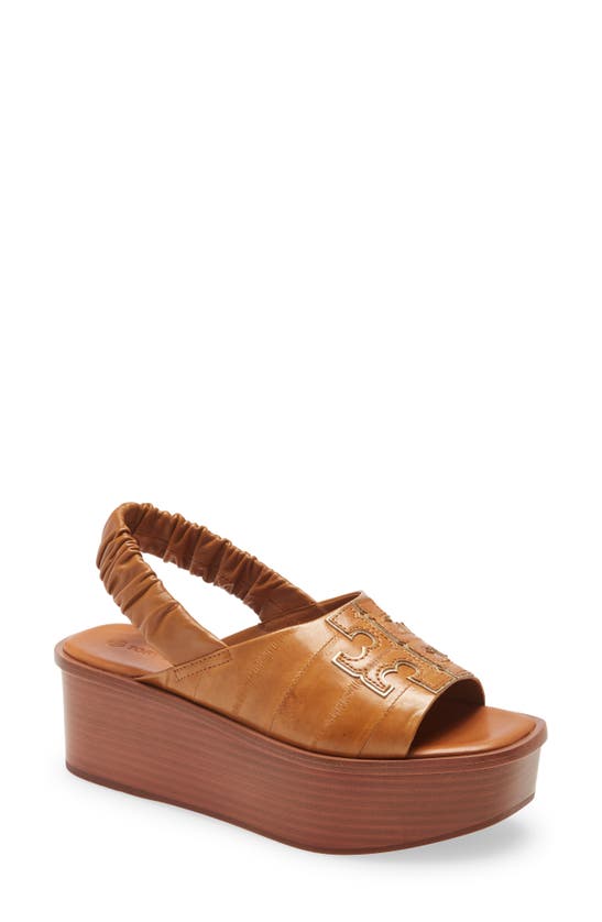 Shop Tory Burch Ines Platform Slingback Sandal In Beige / Beige / Gold Shop Tory Burch Ines Platform Slingback Sandal In Beige / Beige / Gold