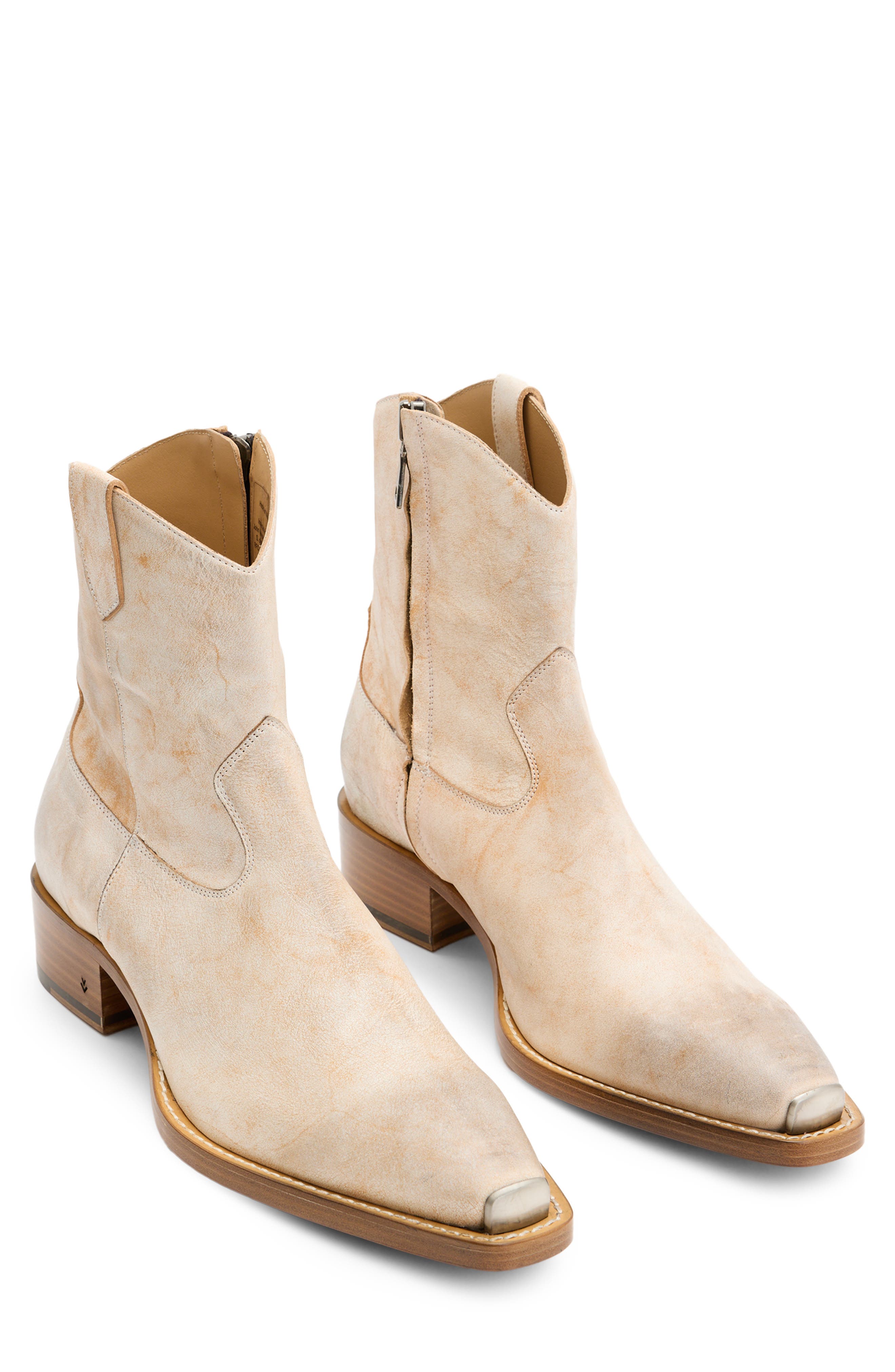 John Varvatos Walker Tipped Western Boot in Snow Heather 