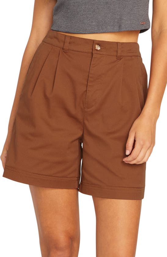 Volcom Frochi Trouser Shorts In Dark Clay