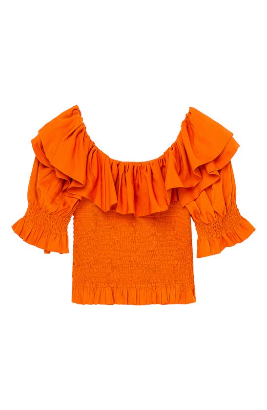 Habitual Kids' Smocked Ruffle Detail Top In Rust