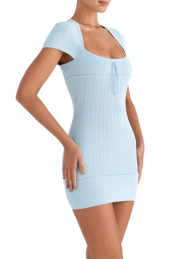 Mistress Rocks Pointelle Knit Minidress In Blue
