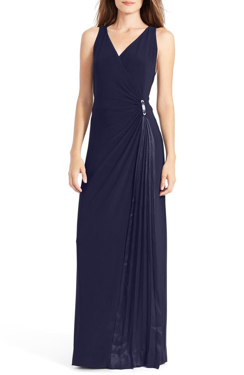Lauren Ralph Lauren Silk Inset Jersey Gown | Nordstrom