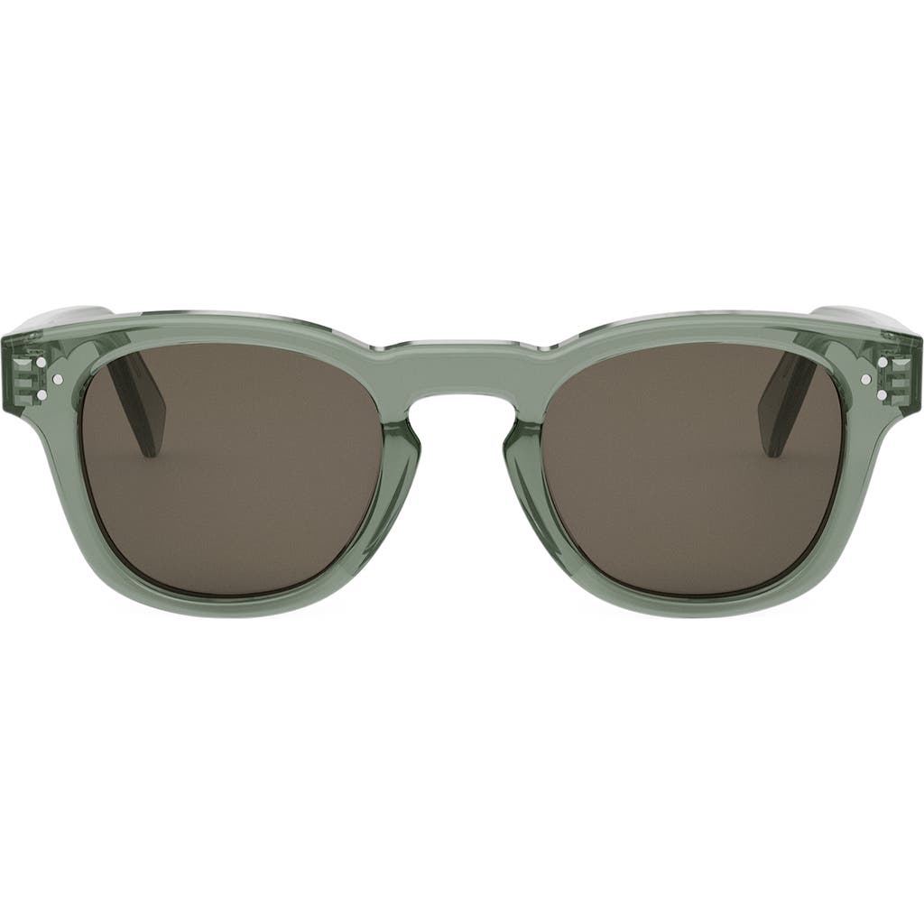 CELINE Bold 3 Dots 49mm Square Sunglasses in Shiny Dark Green /Brown