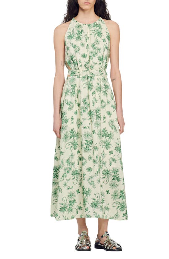 SANDRO ANNECY LINEN BLEND DRESS