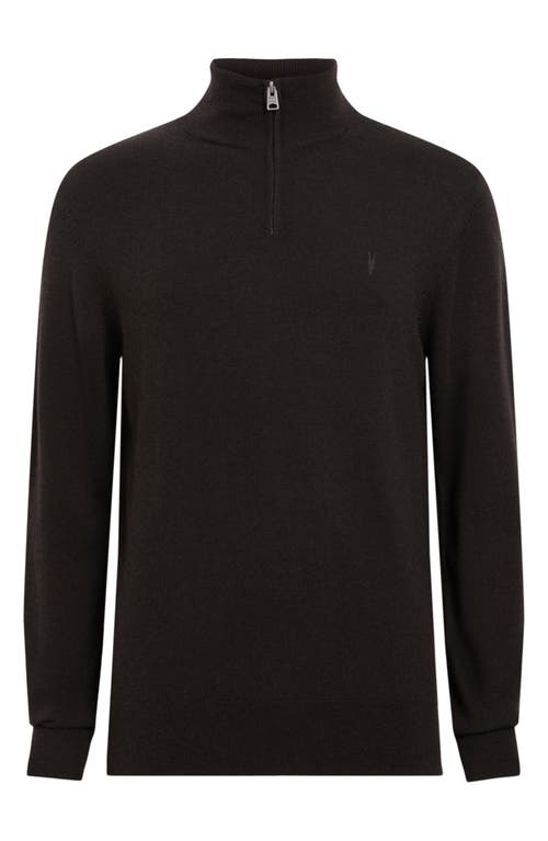 Shop Allsaints Kilburn Funnel Neck Wool Blend Quarter Zip Sweater In Coffee Brown