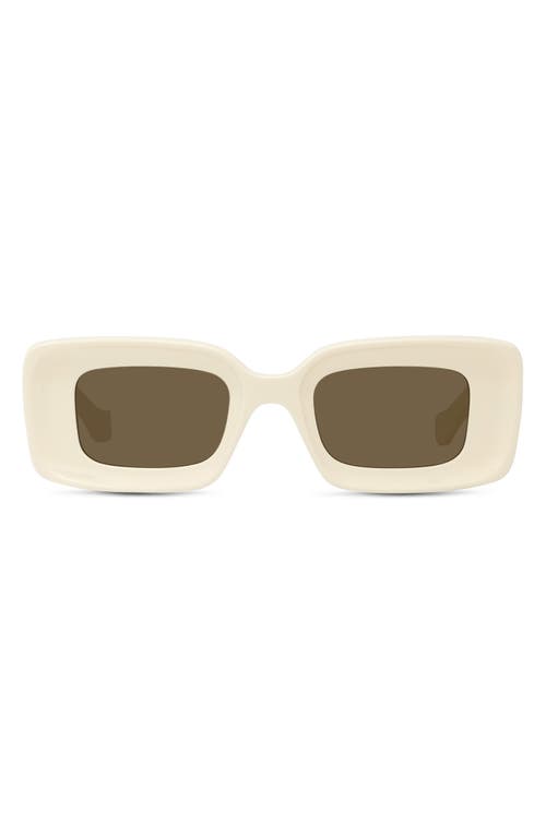 Loewe Chunky Anagram 46mm Rectangular Sunglasses In Ivory/brown