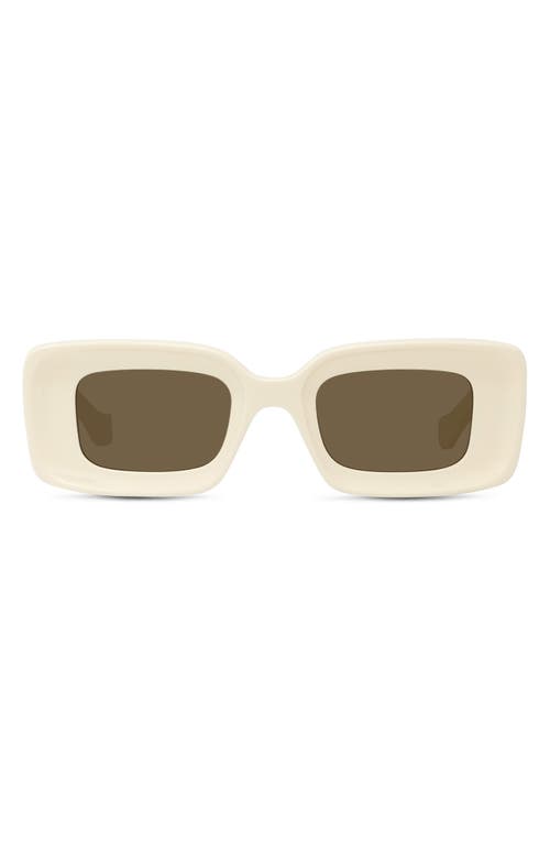 Shop Loewe Chunky Anagram 46mm Rectangular Sunglasses In Ivory/brown