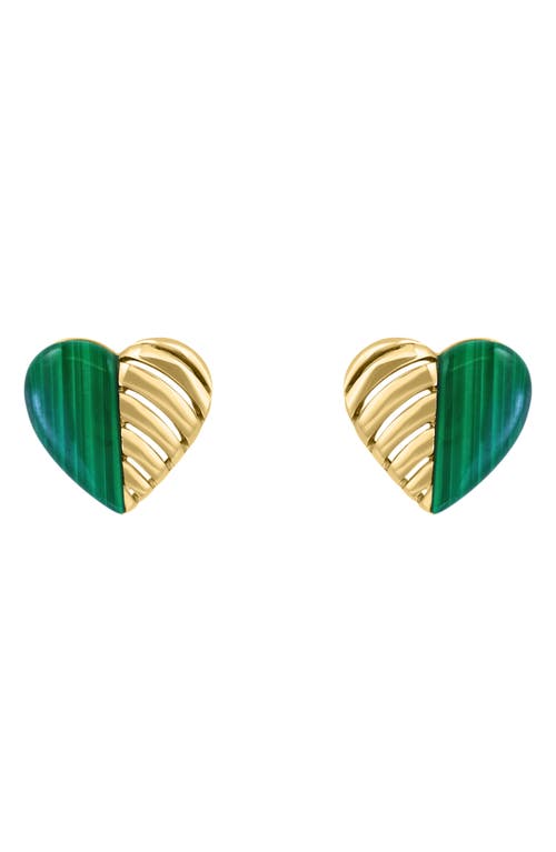 Effy Malachite Heart Stud Earrings In Green