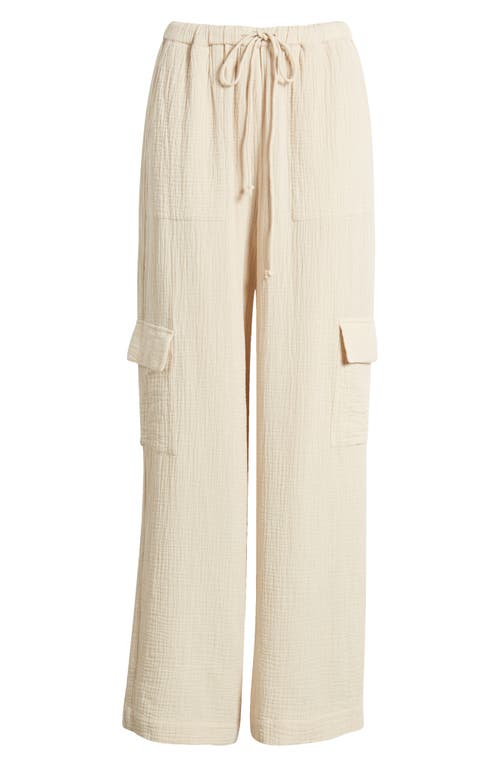 Shop Rails Christiano Wide Leg Cotton Gauze Cargo Pants In Flax