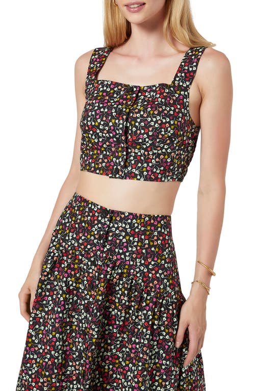 Joie Bronsonna Floral Square Neck Crop Top in Caviar Multi at Nordstrom, Size X-Large